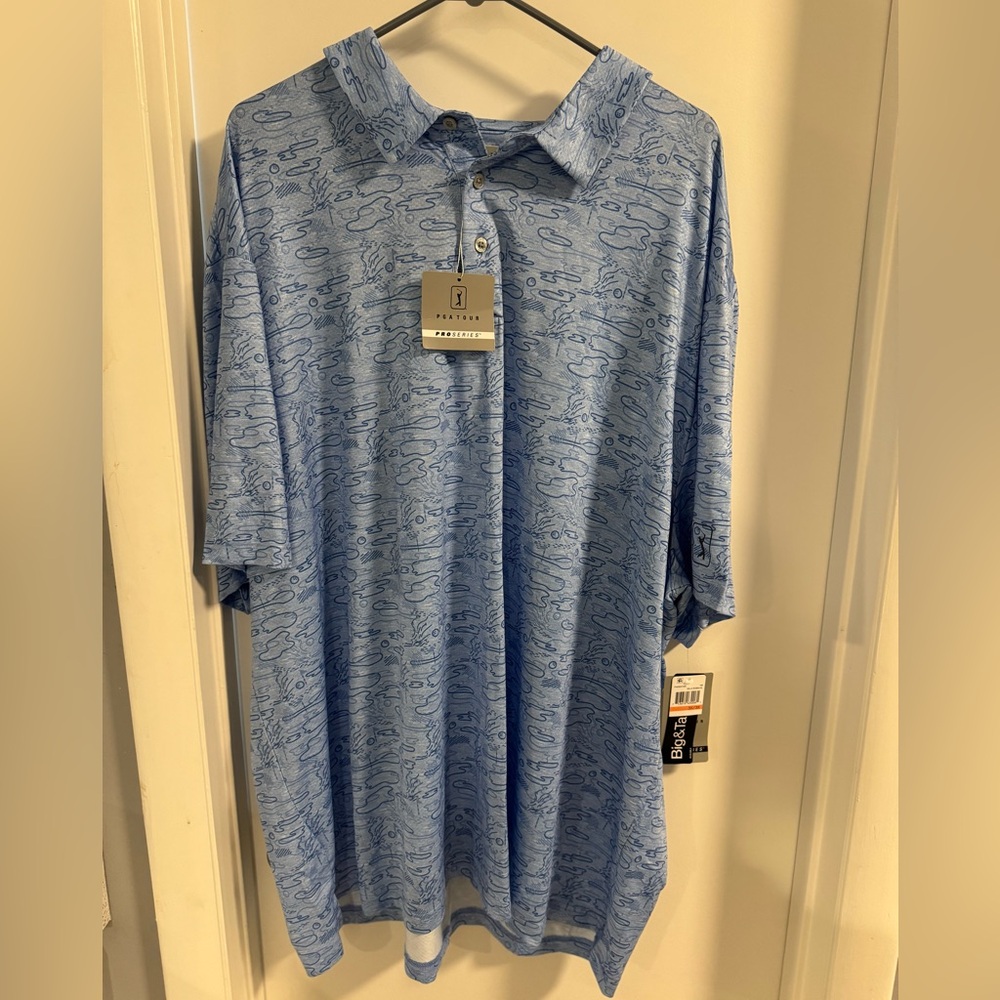 PGA Tour Blue Patterned Polo Shirt